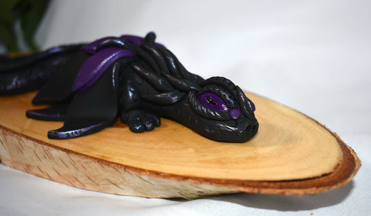 Black and Purple Polymer Clay Dragon - 1-119