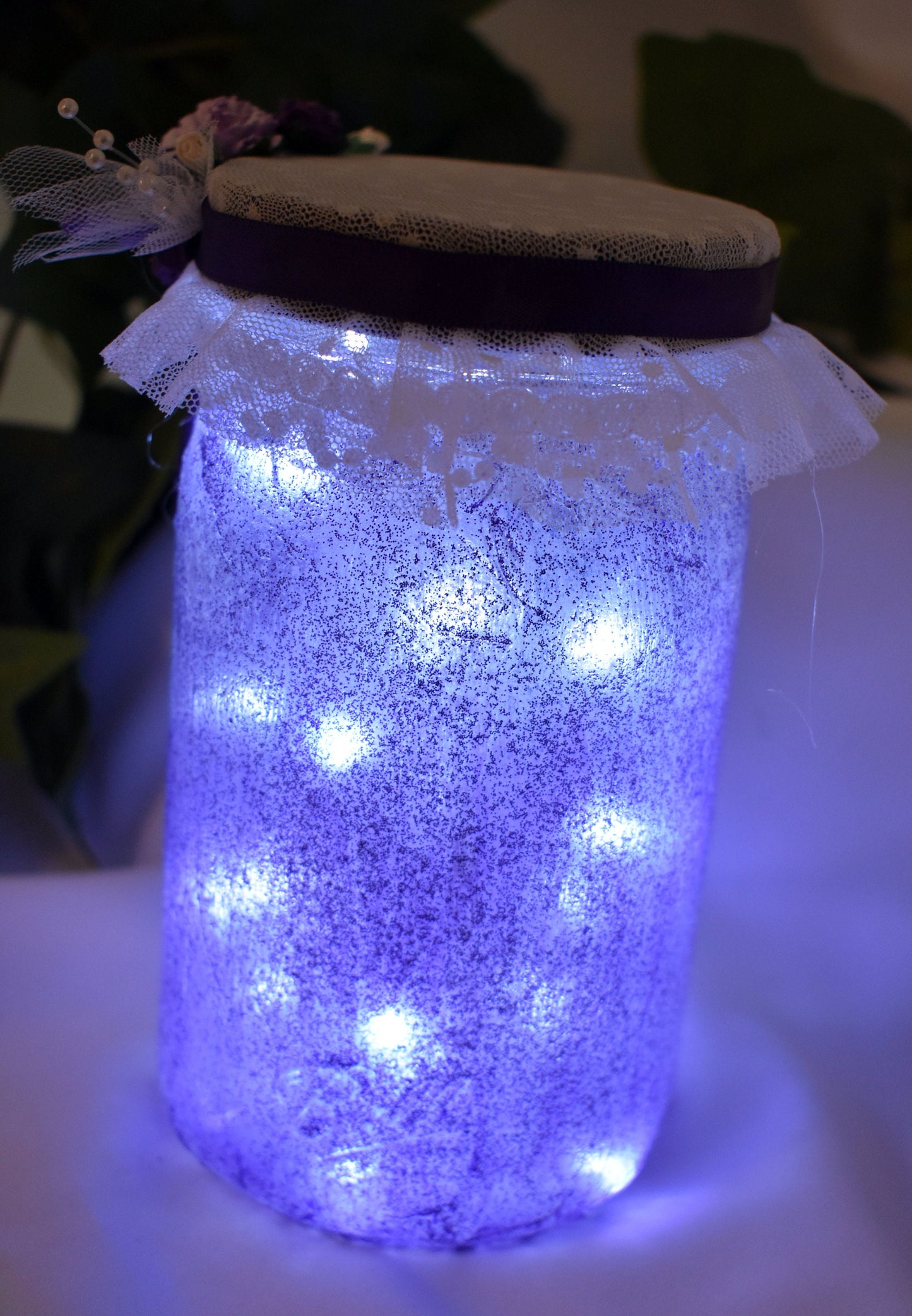 Lighted Purple Dragon Decoupage Mason Jar - 7-070