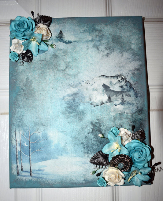 Mixed Media Canvas - Winter Wolf - 11-017