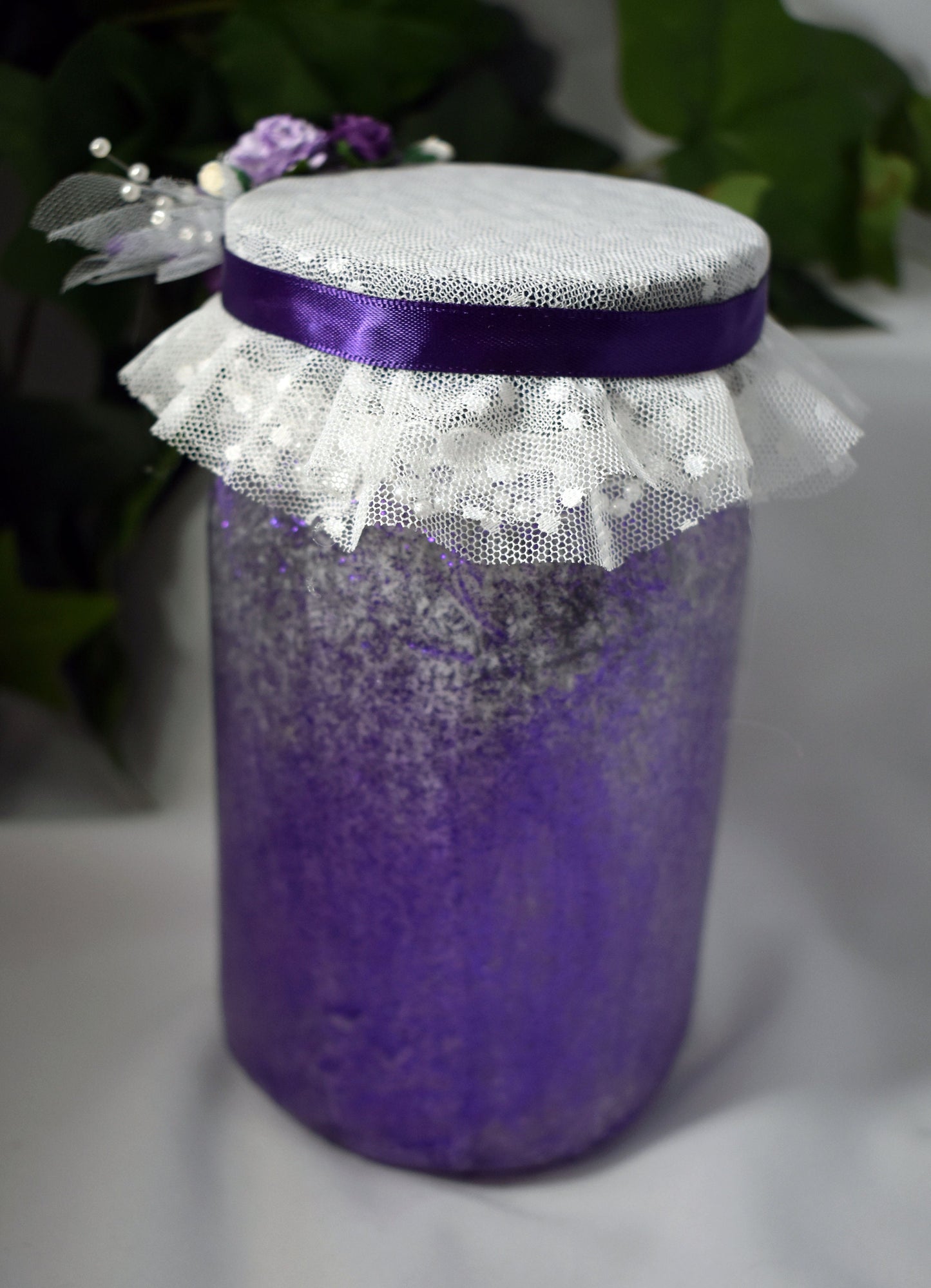 Lighted Purple Dragon Decoupage Mason Jar - 7-070