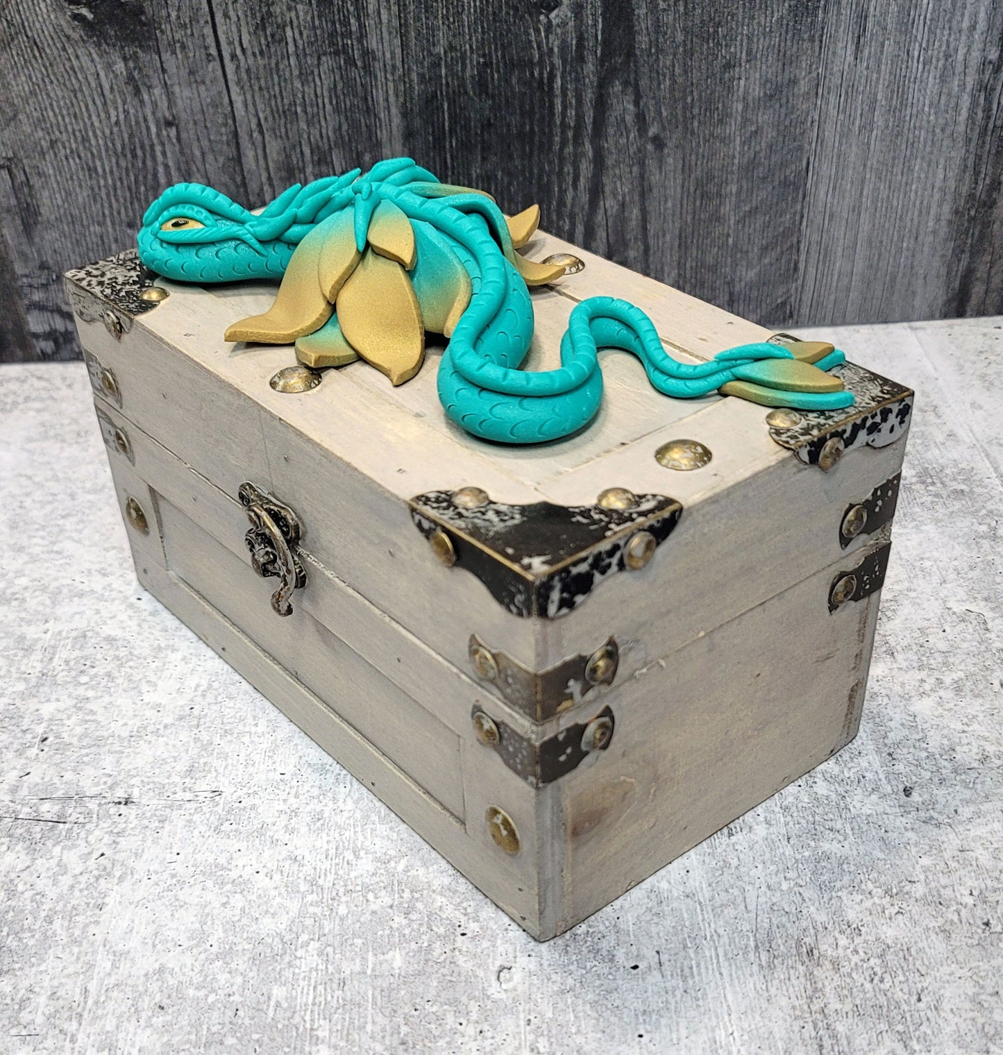 Polymer Clay Teal Dragon on Chest - 1-122