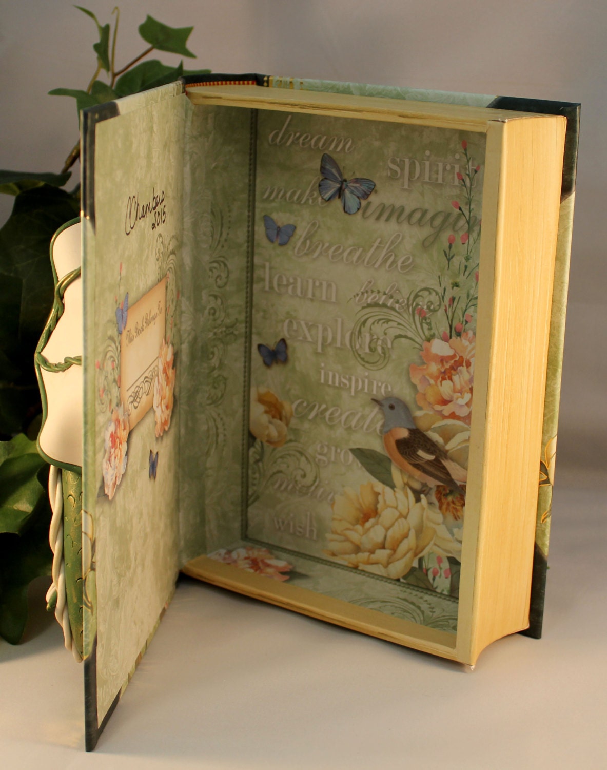 Polymer Clay Green and Beige Dragon Book - 1-034