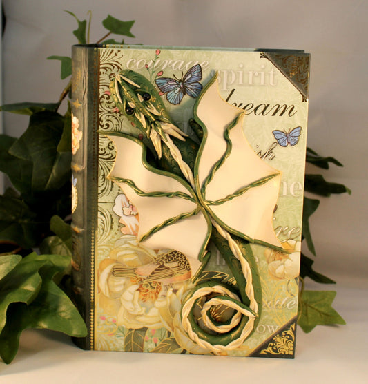 Polymer Clay Green and Beige Dragon Book - 1-034