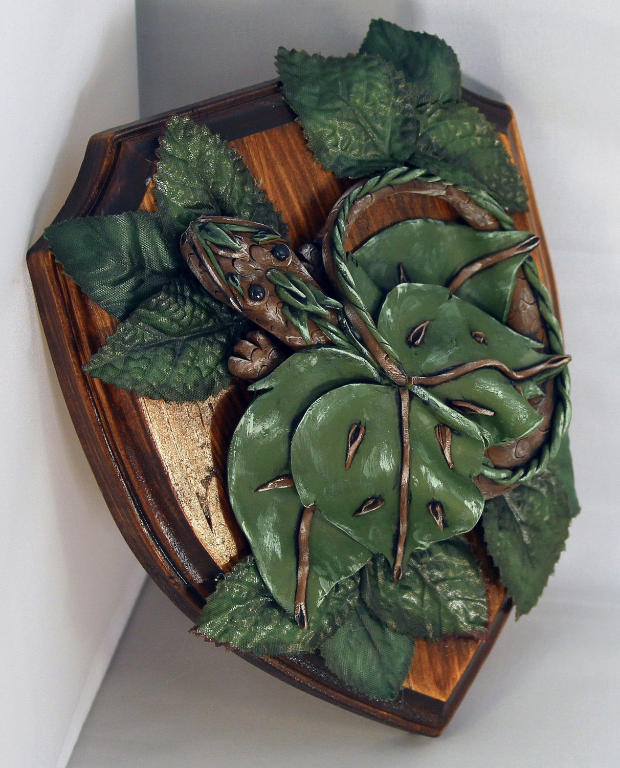 Polymer Clay Brown and Green Dragon Wall Decor - 1-020