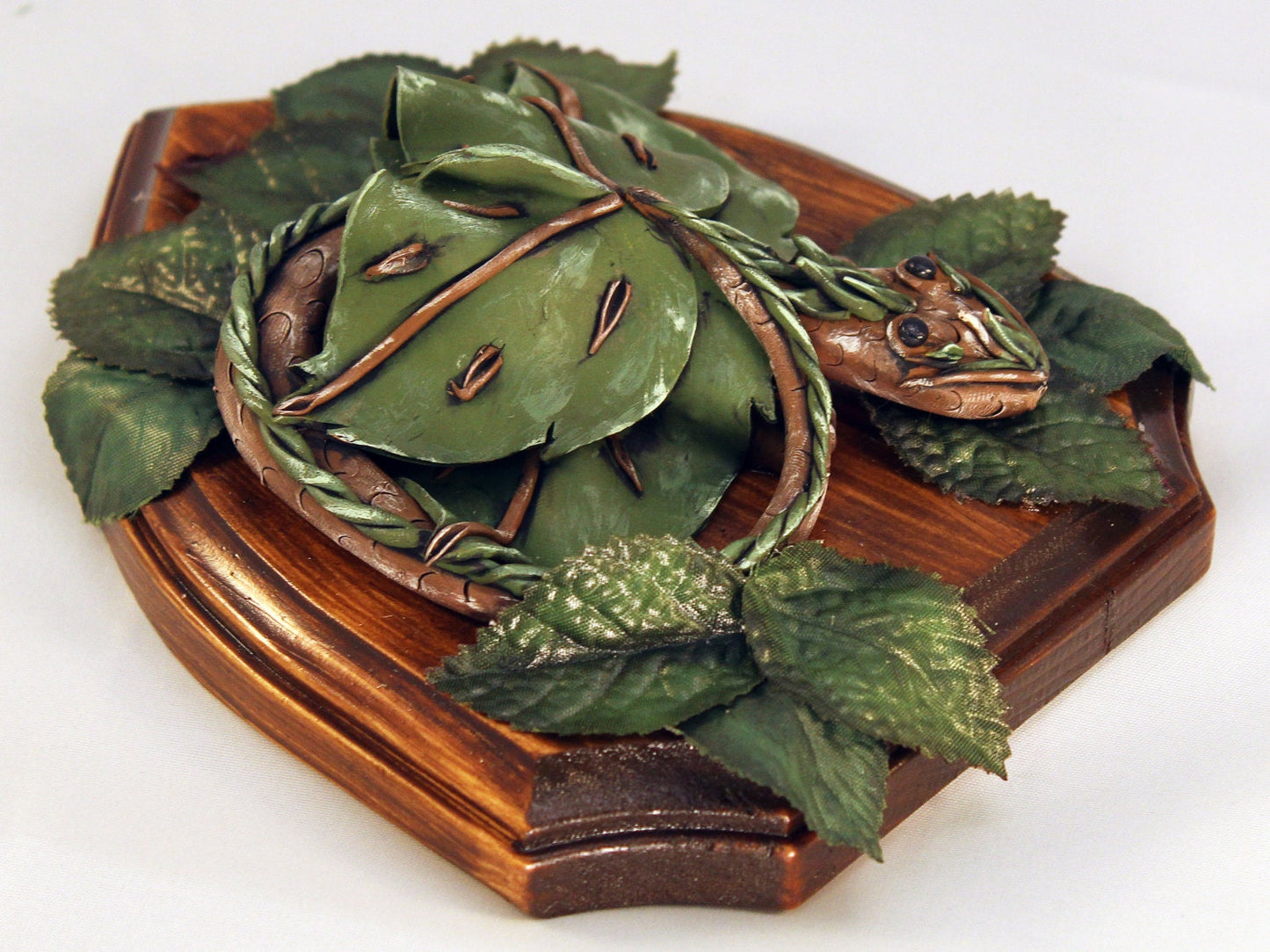 Polymer Clay Brown and Green Dragon Wall Decor - 1-020